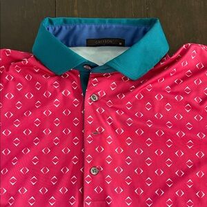 Greyson Pink and Teal Geometric Polo